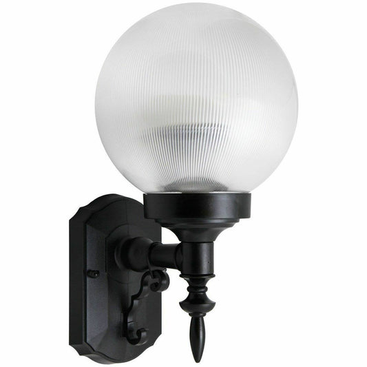 13W CFL Elegant Porch Light Clear Prismatic Globe Black Housing 4100K YQI6_C0PLN30