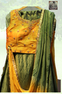 Silk Lehanga Choli with Mixed Shade Dupatta